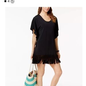 Dotti Black Fringe Swim Cover-Up